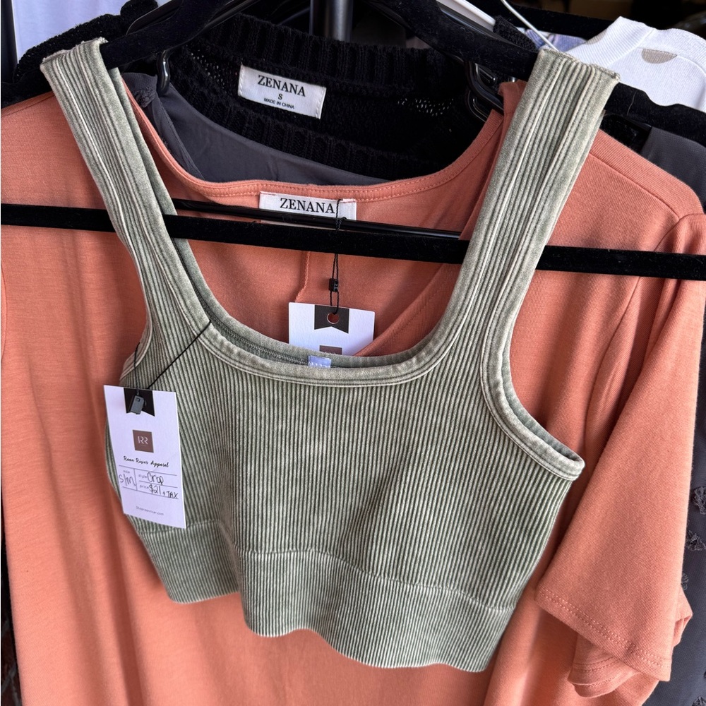 Zenana Outfitters Sage Ribbed Tank Top